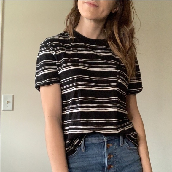 Vans classic striped pocket tee in black and white. Size XS - Picture 5 of 5